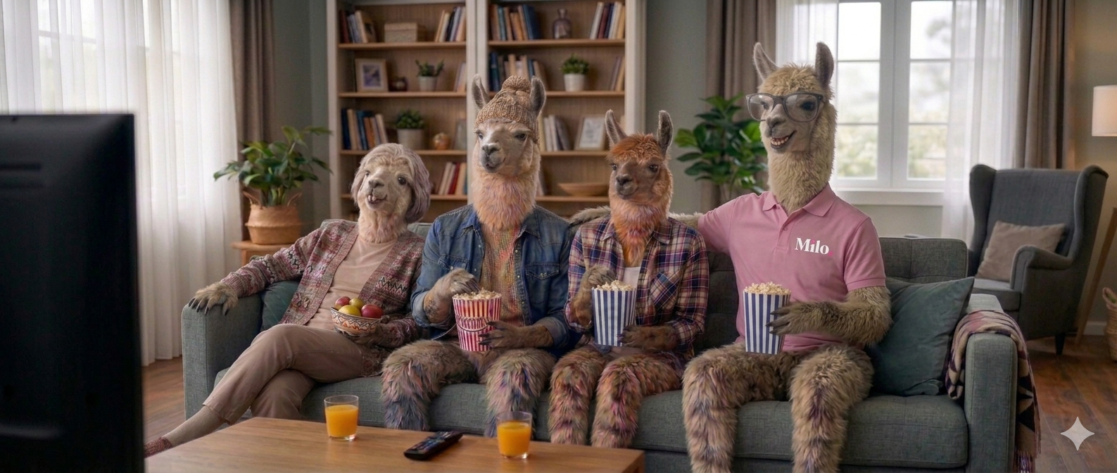 Family enjoying TV together at home